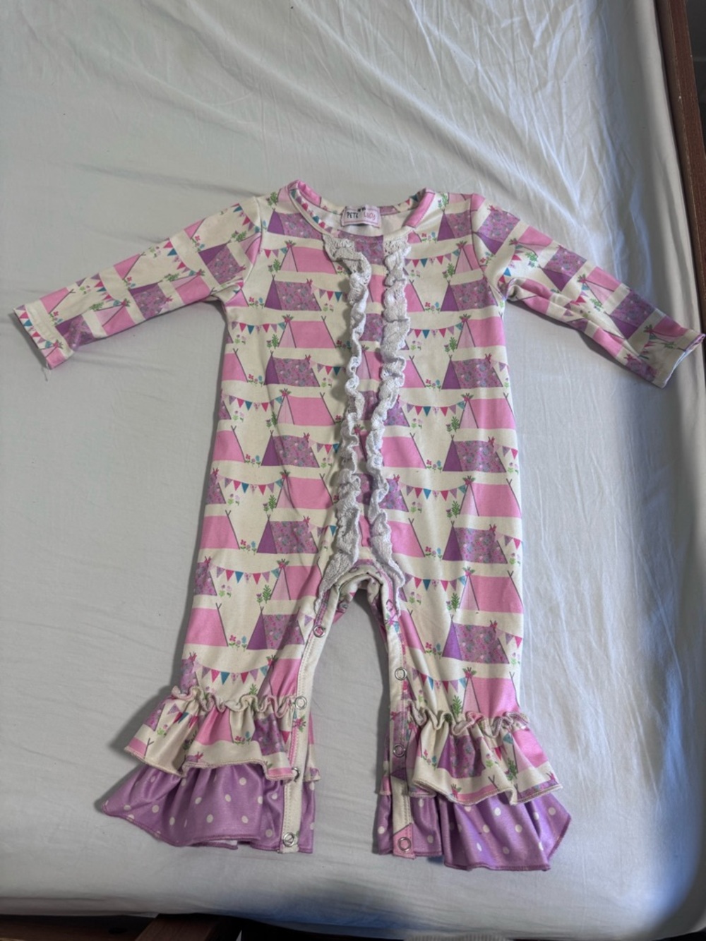 Baby Girls Pink & Cream Ruffle One-Piece Bodysuit